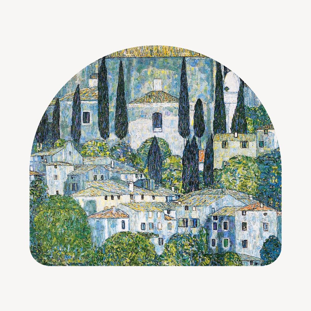 Gustav Klimt's Kirche in Cassone, famous painting, remixed by rawpixel