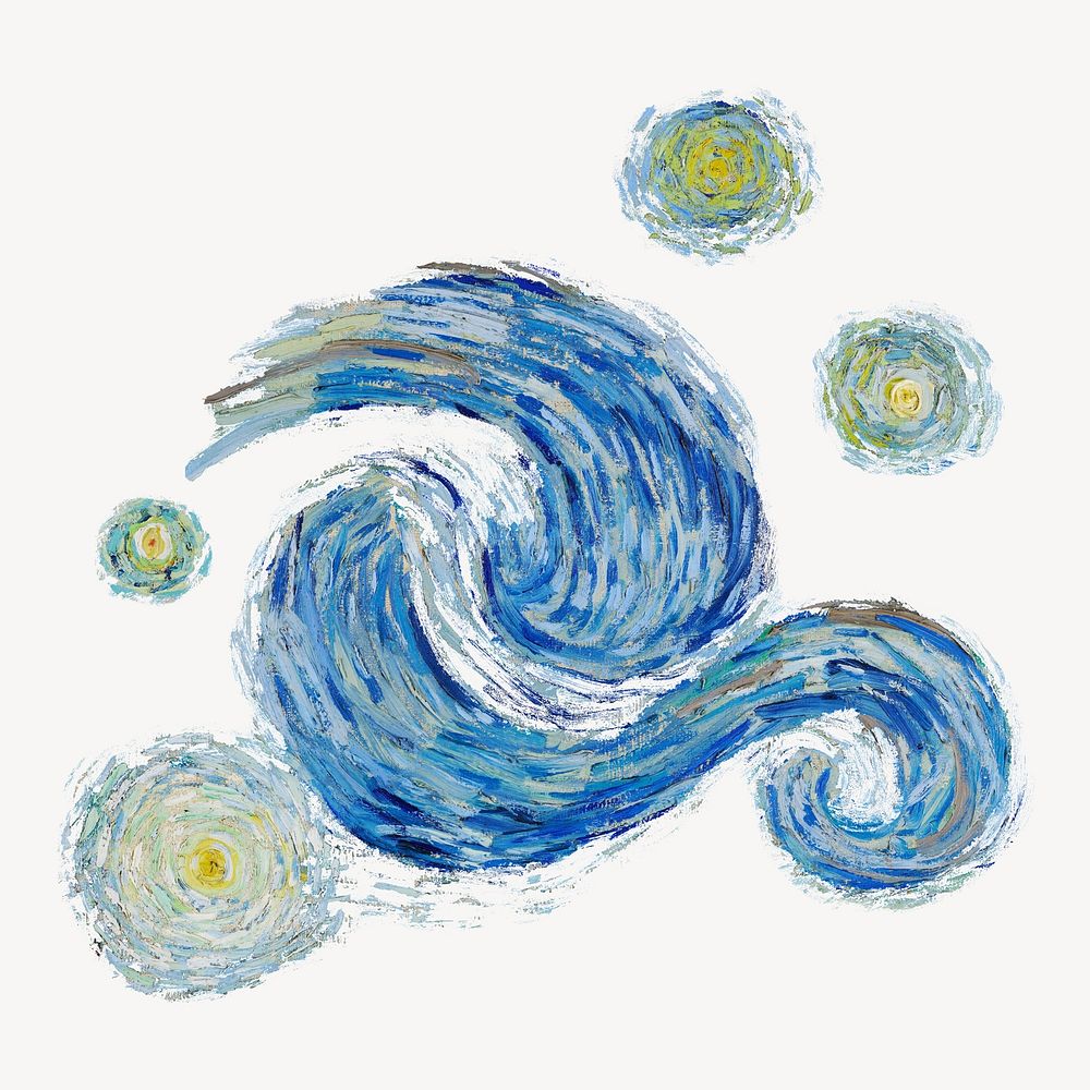 The Starry Night, Van Gogh's famous painting illustration, remixed by rawpixel