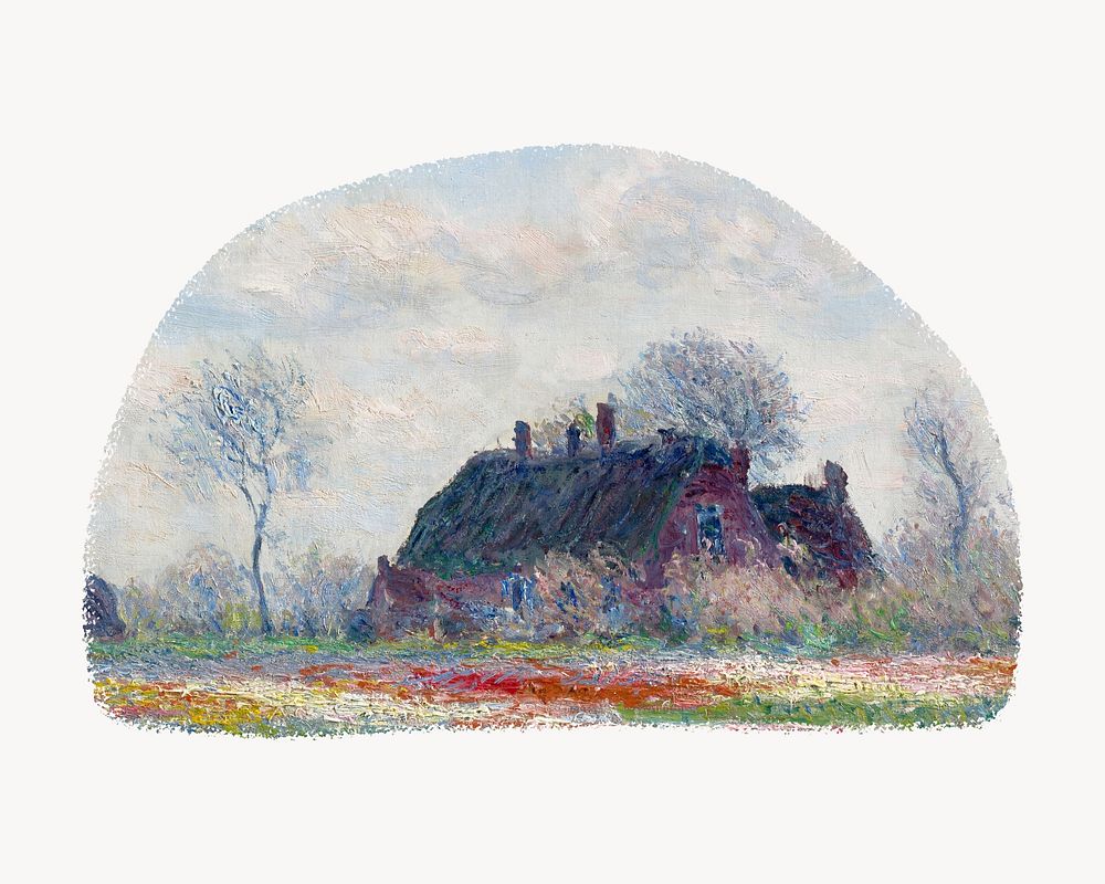 Monet's tulip fields brush stroke badge. Famous art remixed by rawpixel.