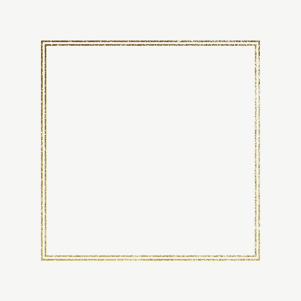 Gold square frame, vintage clipart psd