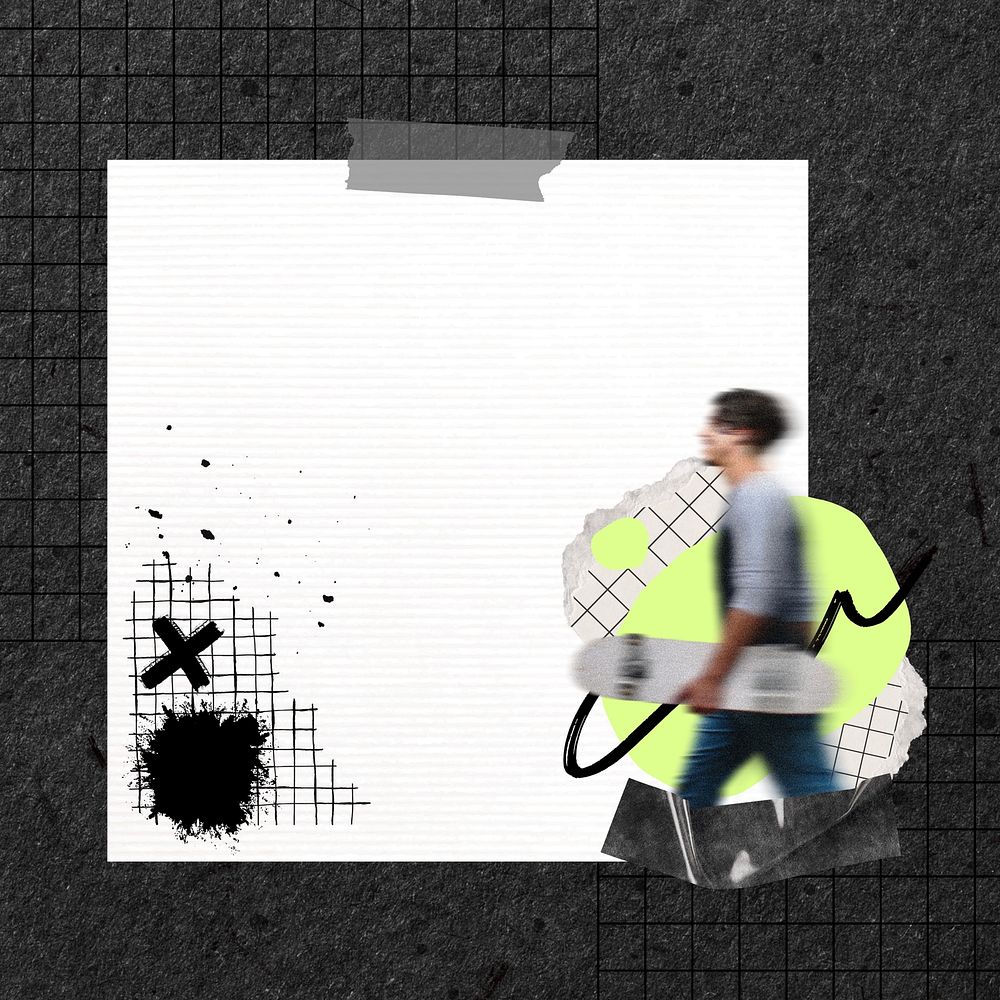 Skater notepaper, journal collage element design