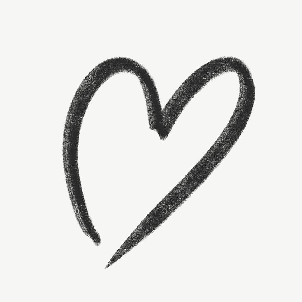 Black doodle heart shape psd