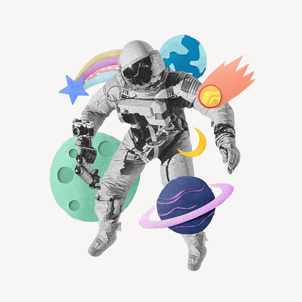 Astronaut, space aesthetic collage art