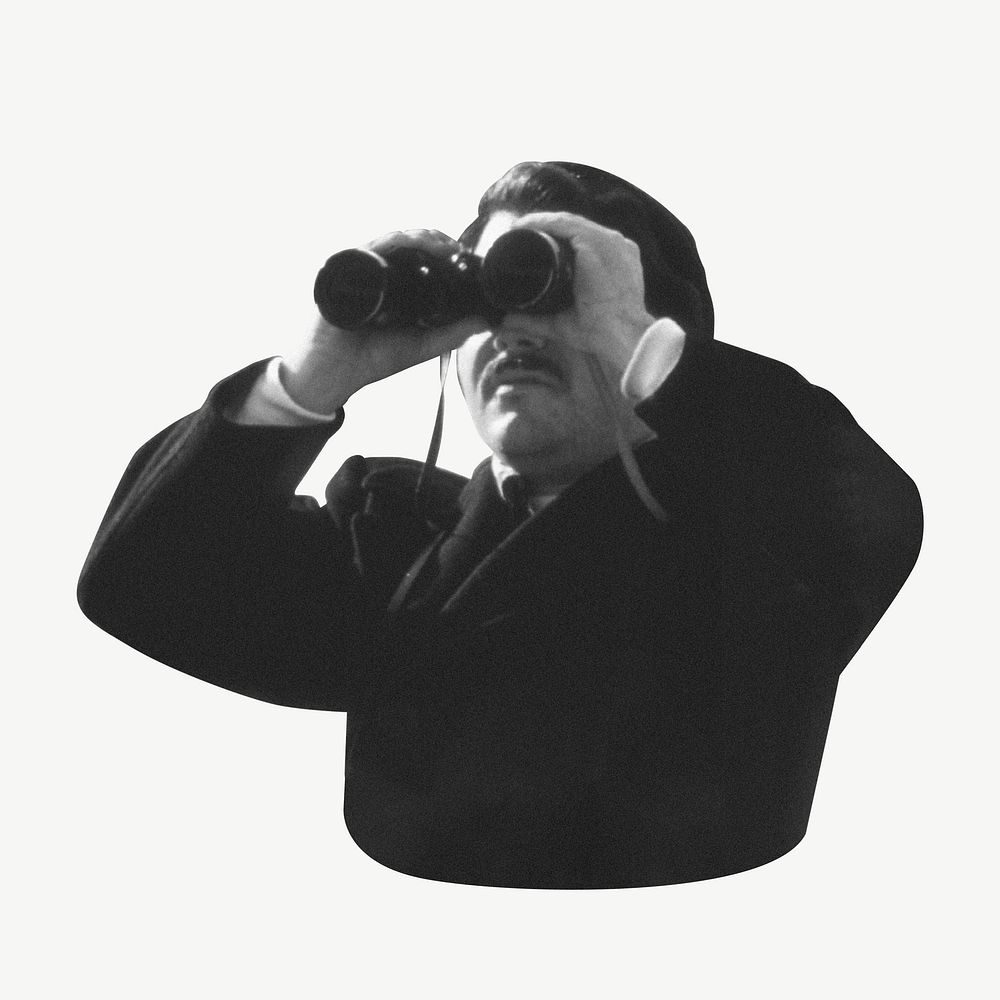 Businessman using binoculars cut out psd