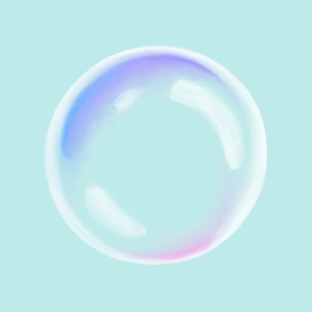 Aesthetic soap bubble illustration, collage element psd