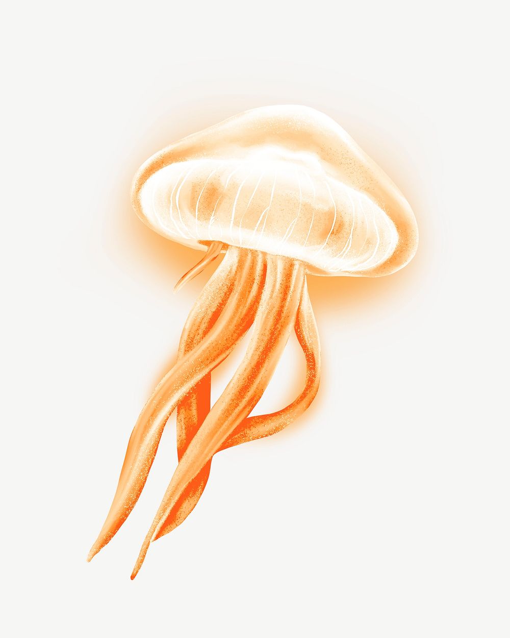Neon orange jellyfish, animal illustration, collage element psd