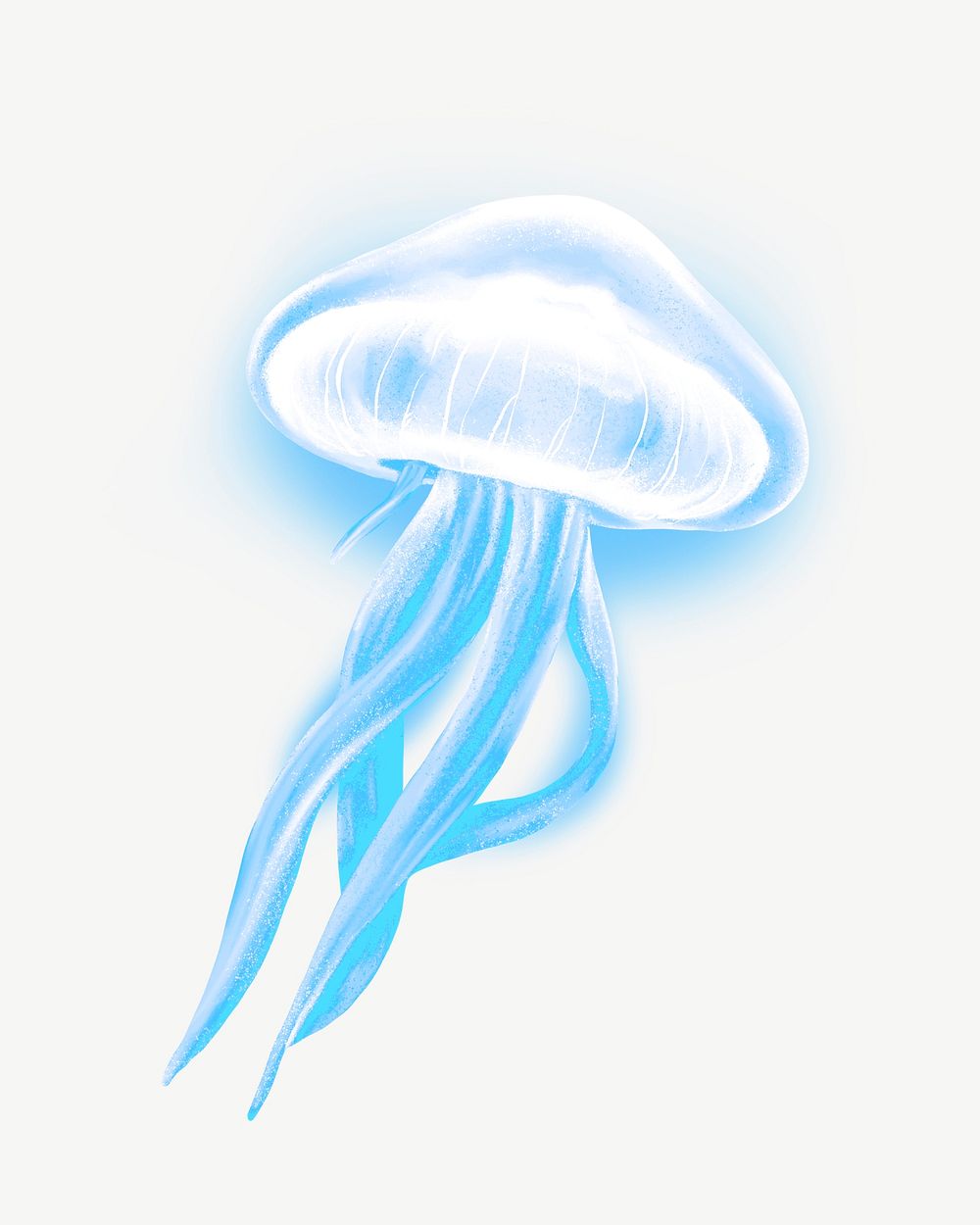 Neon blue jellyfish, animal illustration, collage element psd