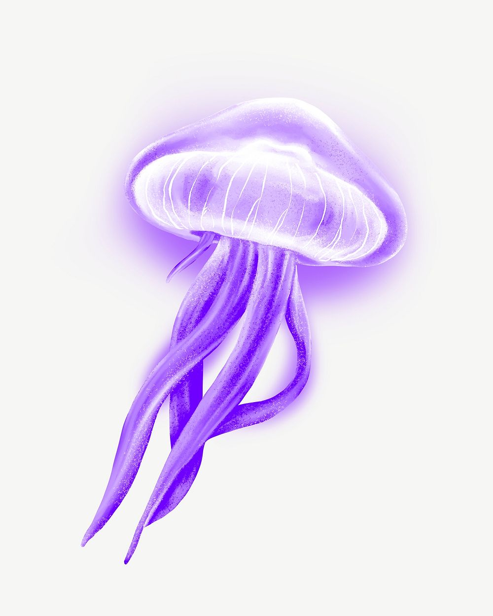 Neon purple jellyfish, animal illustration, collage element psd