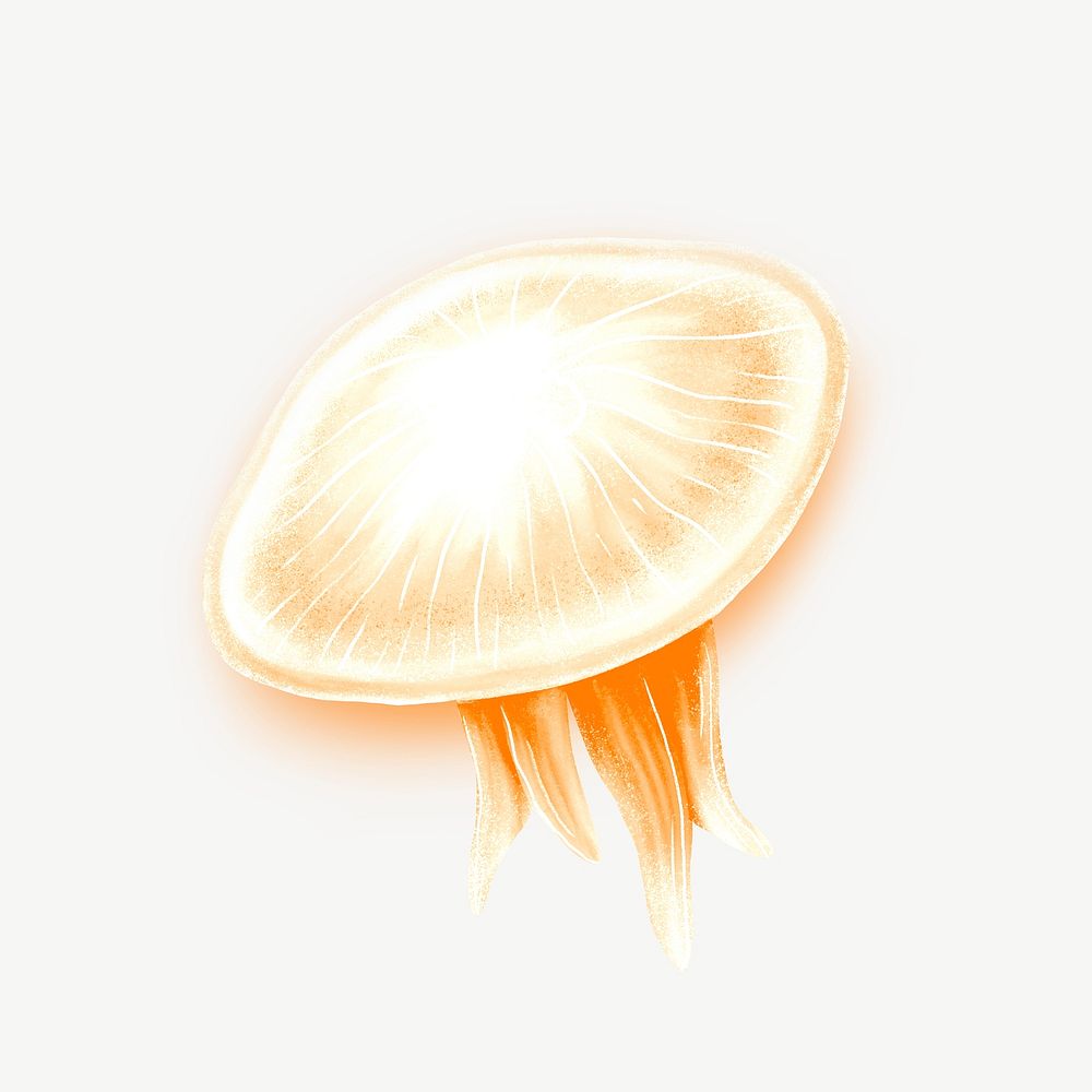 Neon orange jellyfish, animal illustration, collage element psd