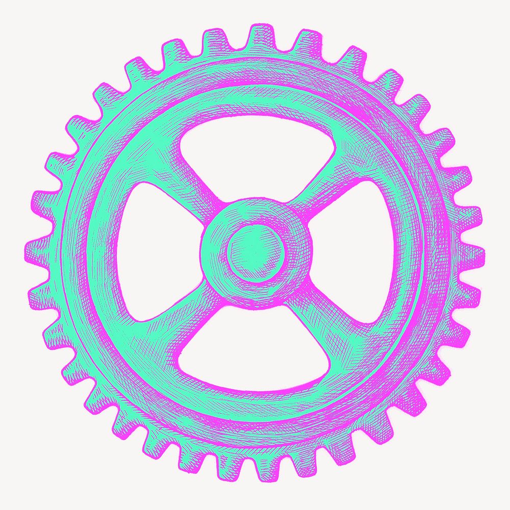 Cog wheel, green & pink psd