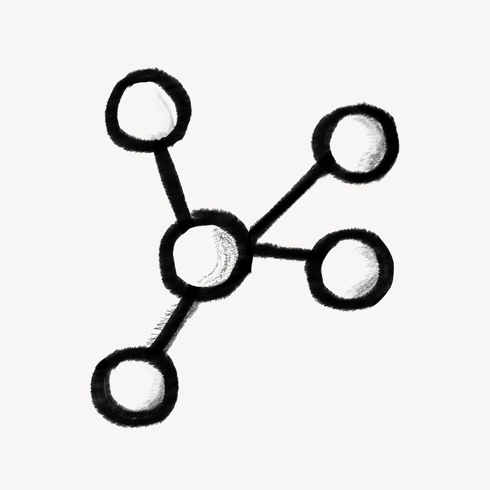 Linked atoms doodle collage element