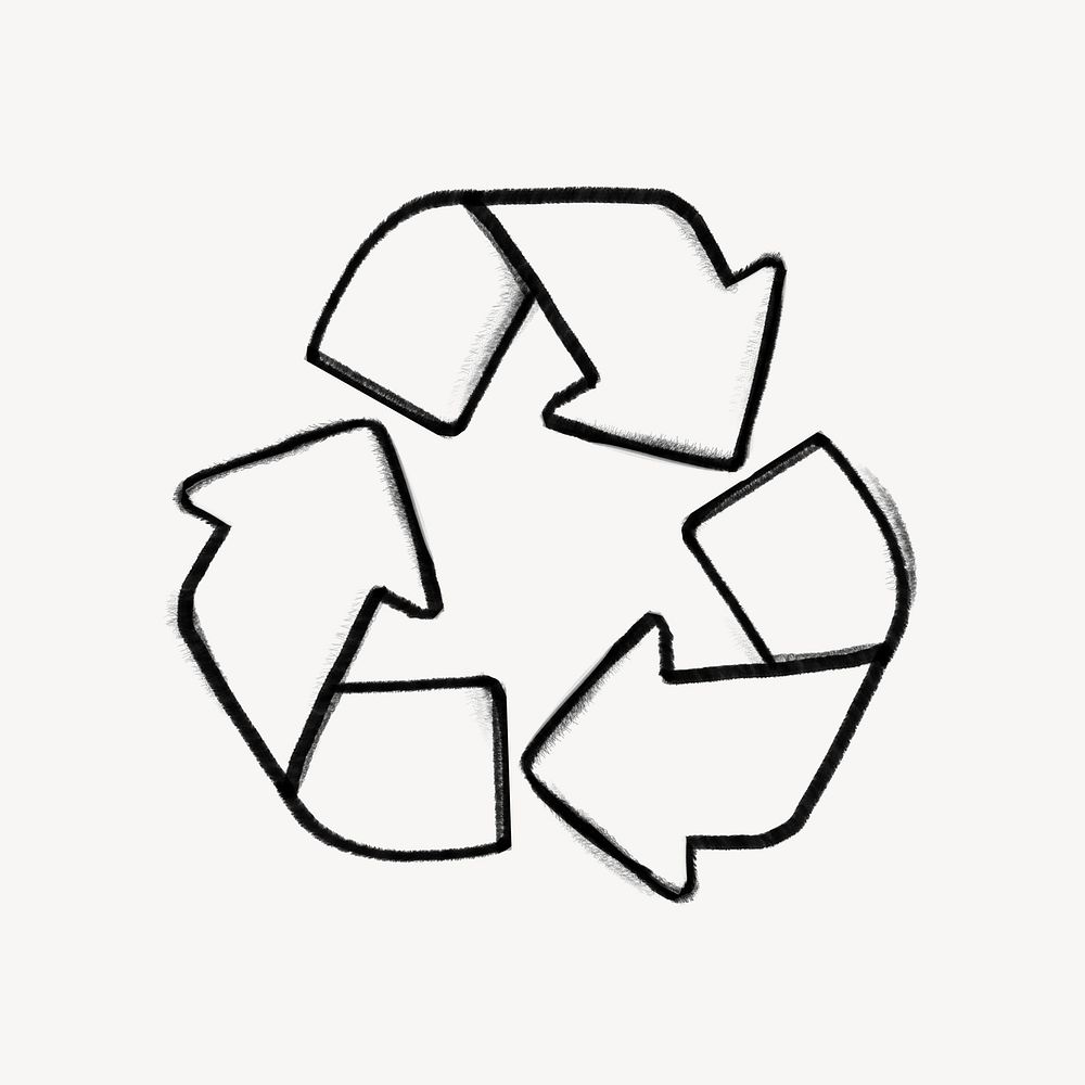 Recycle symbol doodle collage element