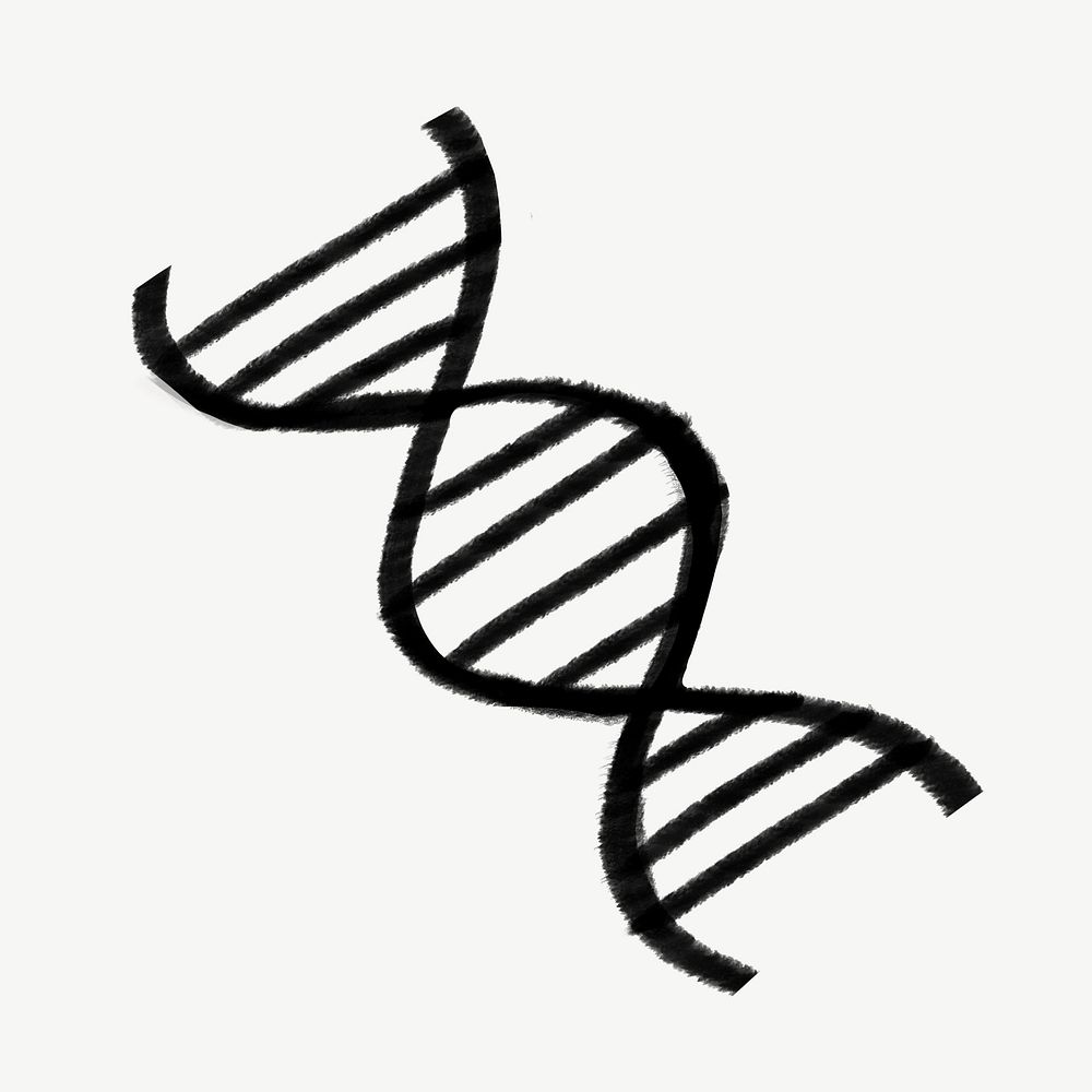 DNA double helix doodle collage element psd