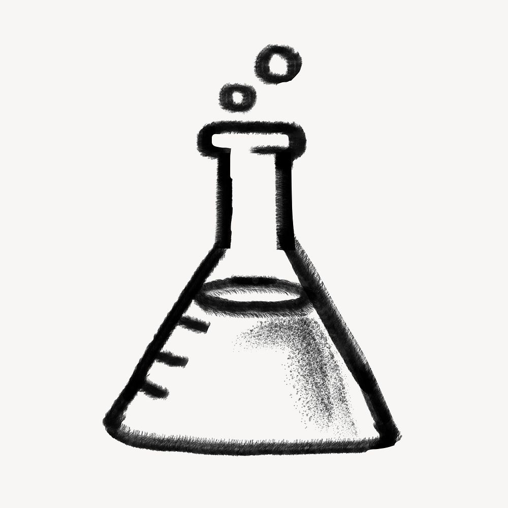 Science beaker doodle collage element