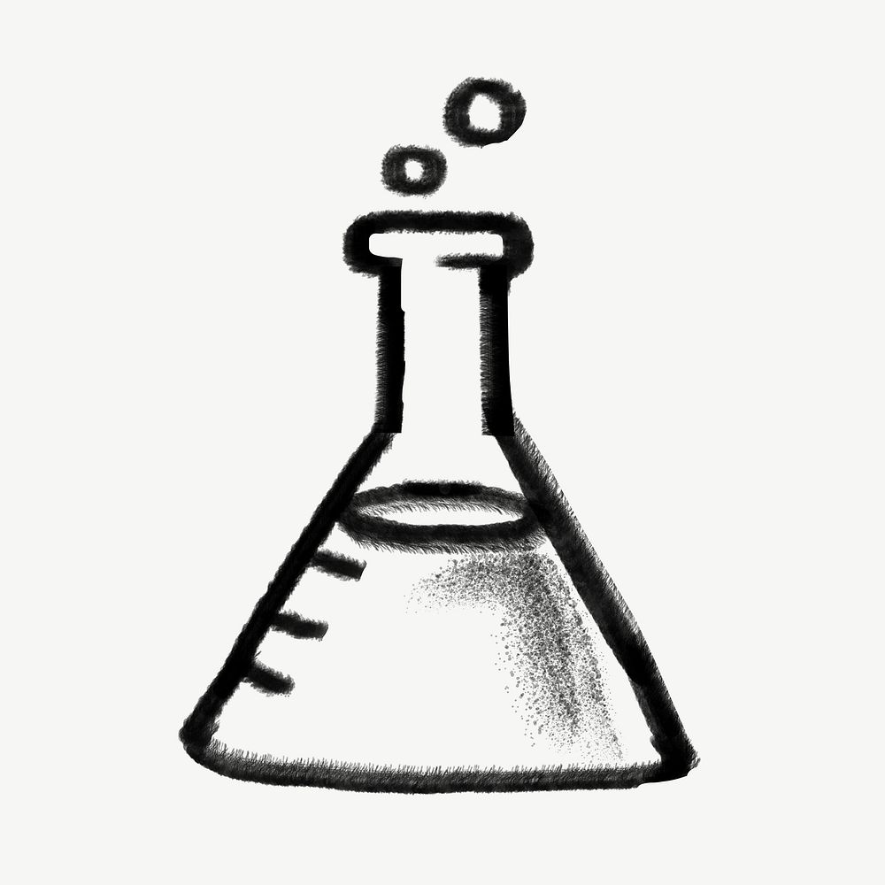 Science beaker doodle collage element psd