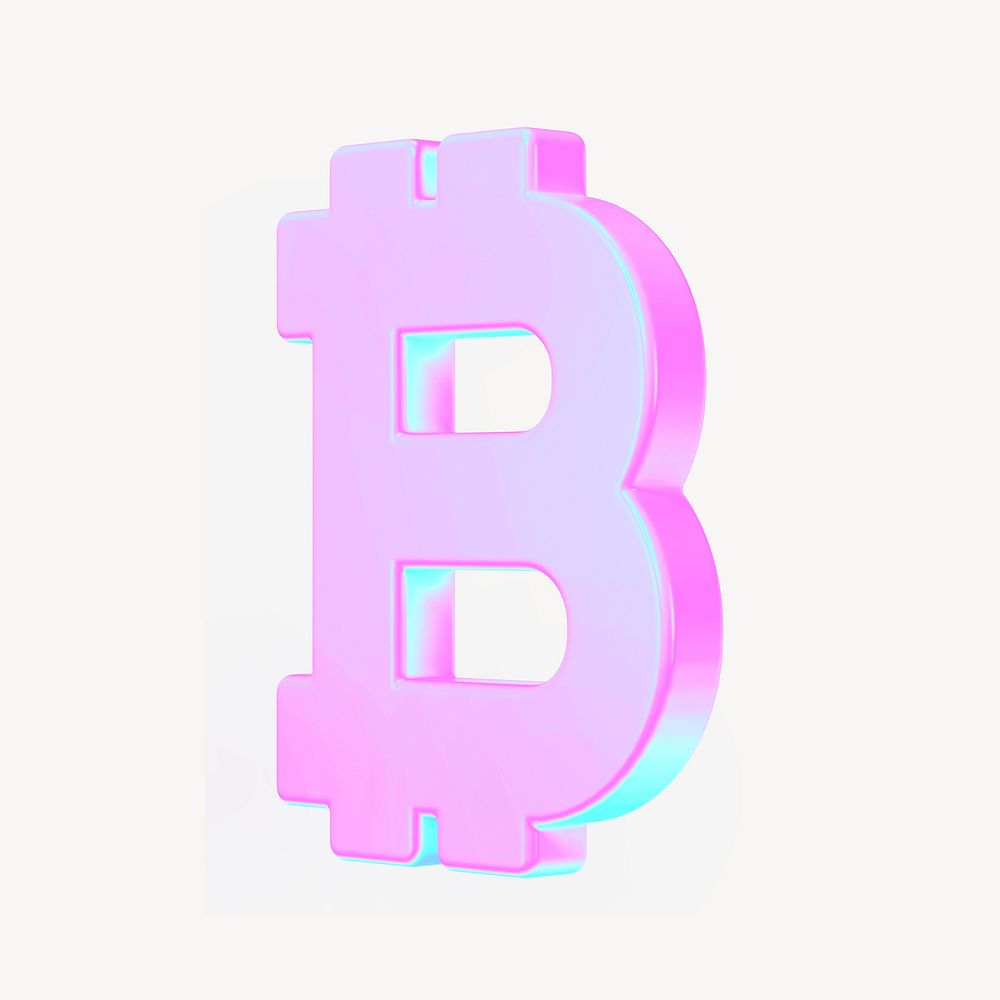 Cryptocurrency 3D gradient collage element psd