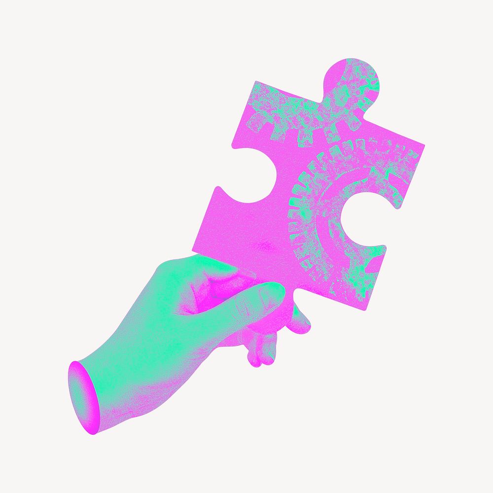 Jigsaw puzzle, green & pink psd