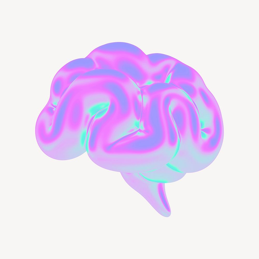 Brain 3D gradient collage element psd