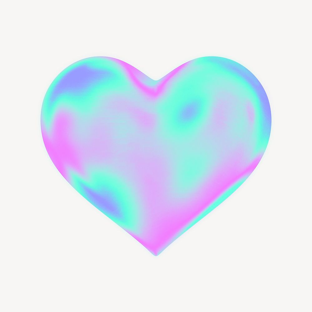 Heart 3D gradient collage element psd