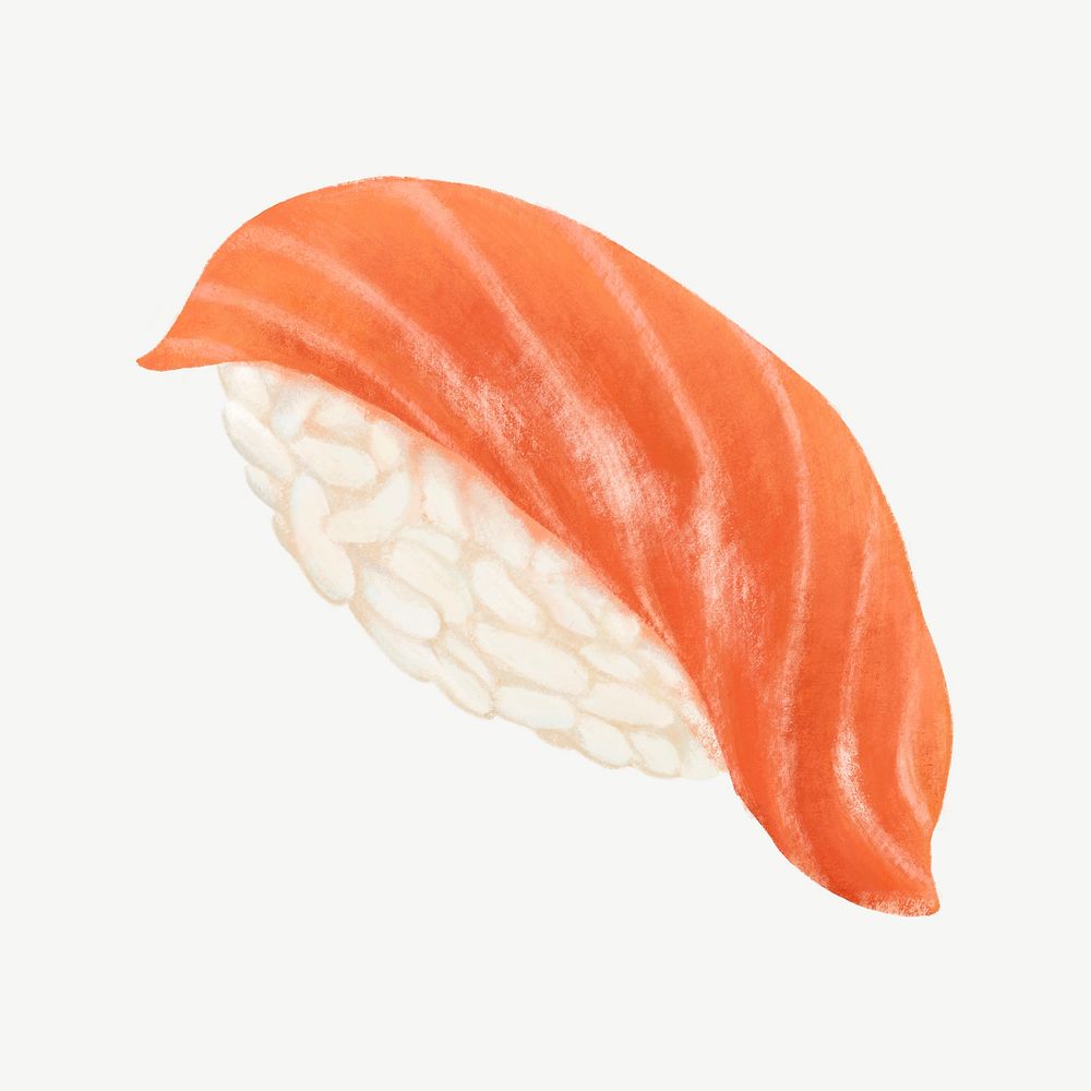 Salmon sushi, Asian food collage element psd