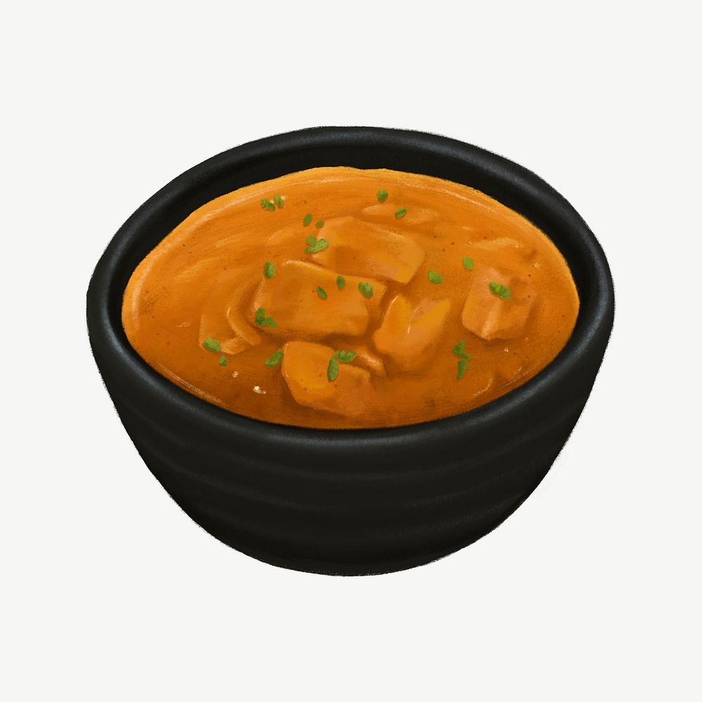 Indian butter chicken, food collage element psd