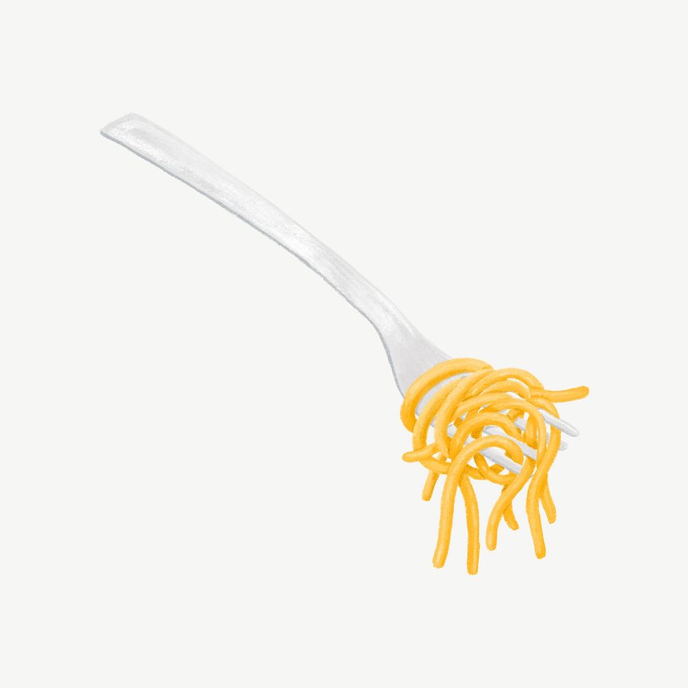 Spaghetti noodle, food collage element psd
