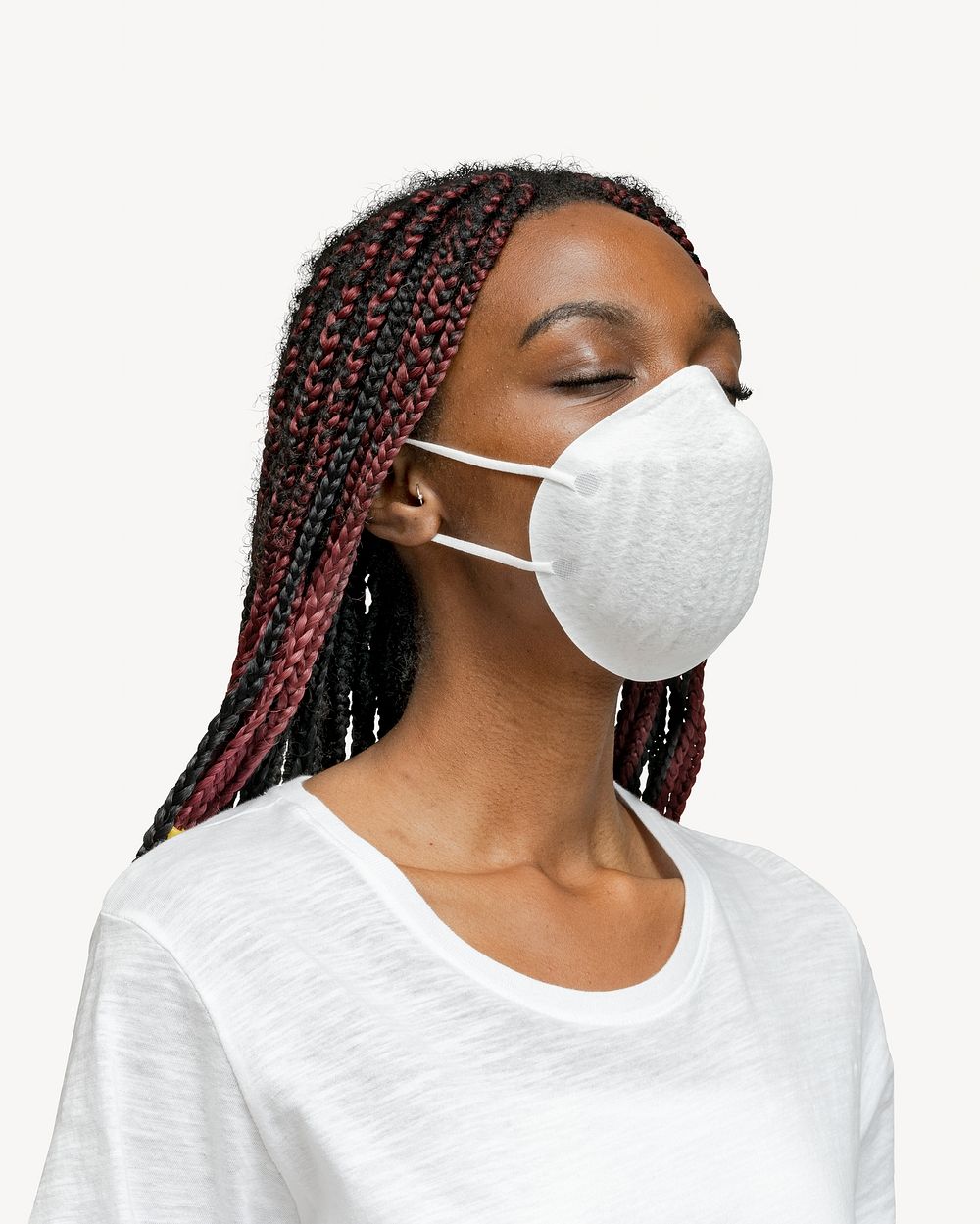 Black woman wearing mask isolated design