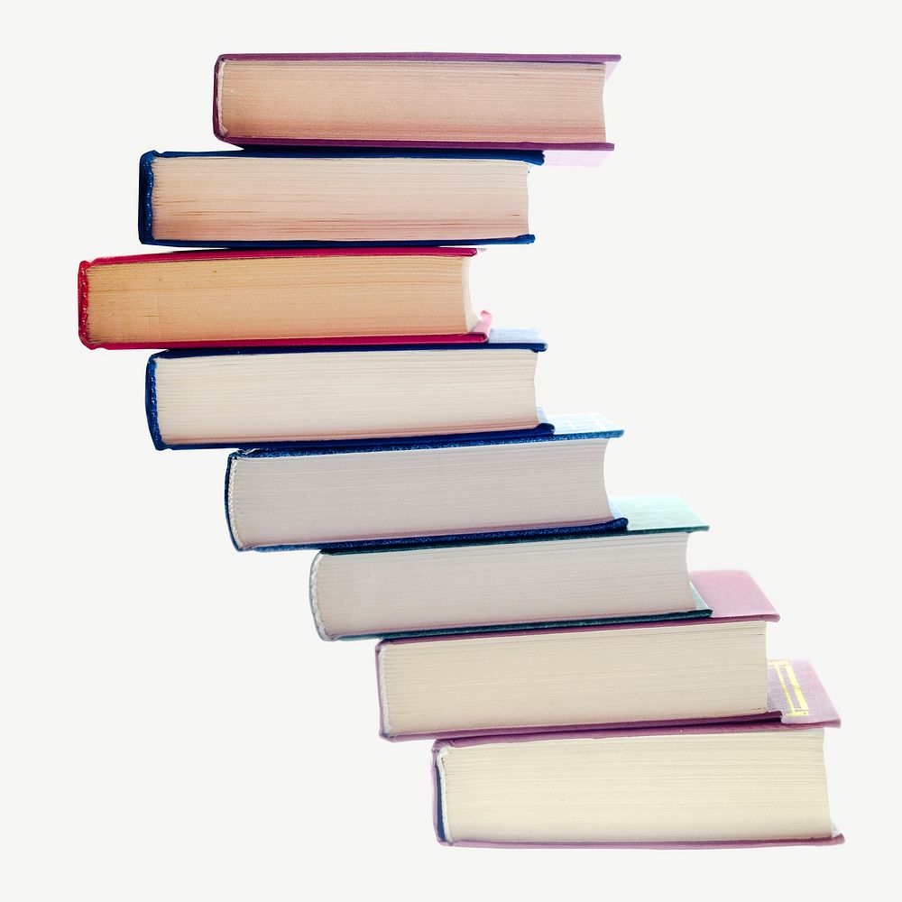 Stack of book collage element psd
