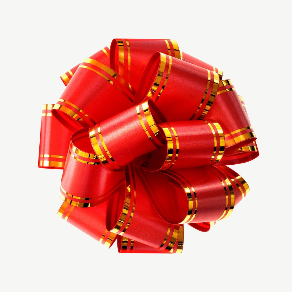 Red Christmas bow collage element psd