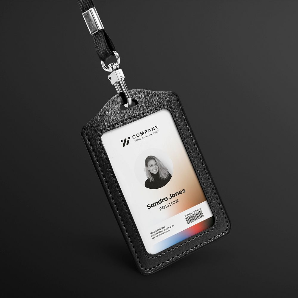 ID card holder mockup psd in gradient colors with logo