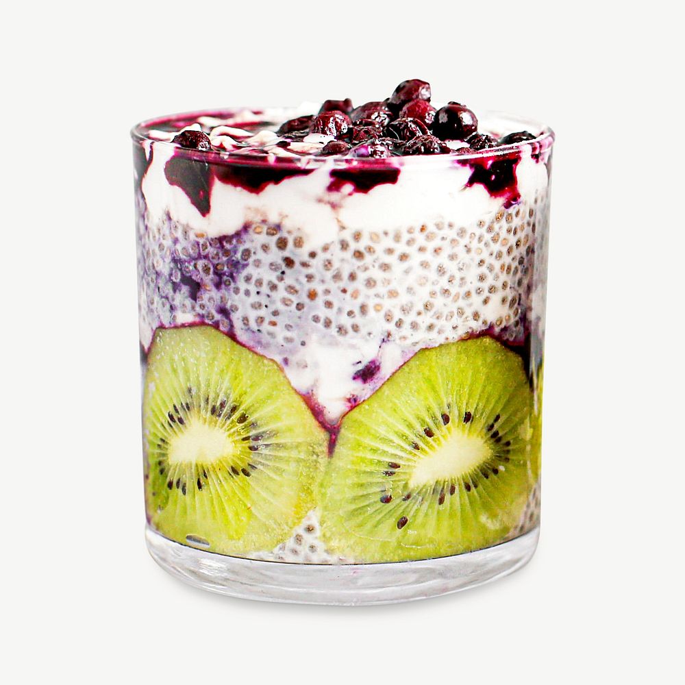 Kiwi yogurt parfait collage element psd