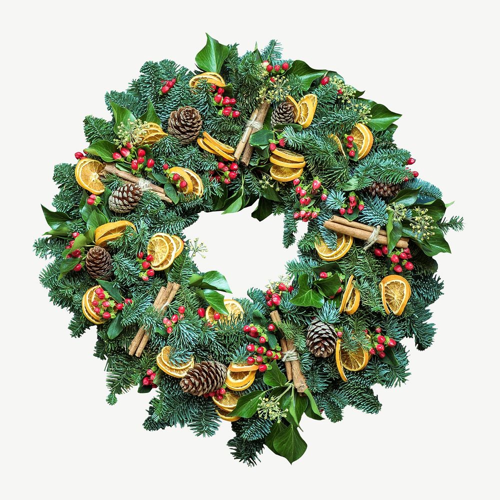Christmas wreath collage element psd