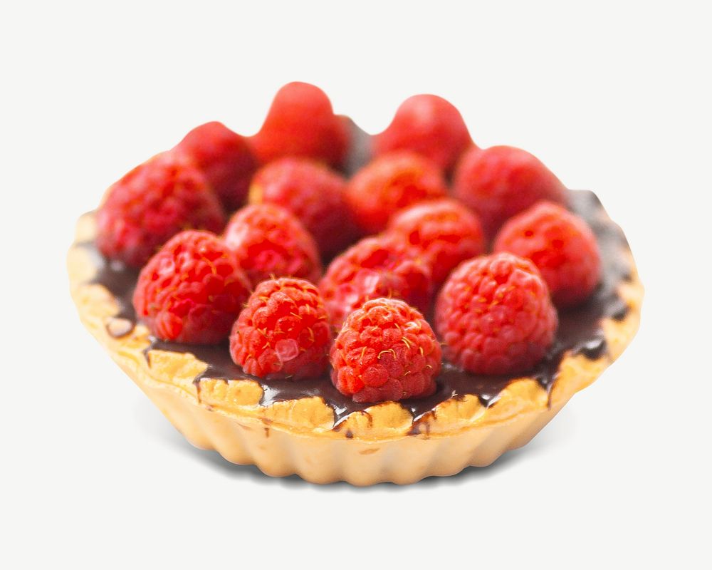 Raspberry tart, dessert collage element psd