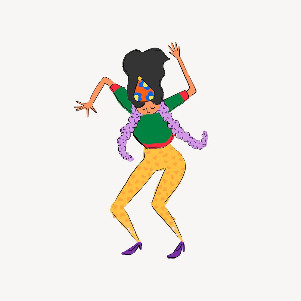 Dancing woman, funky illustration vector