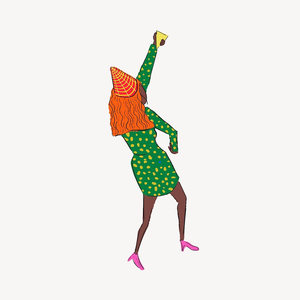 Dancing woman, funky illustration vector