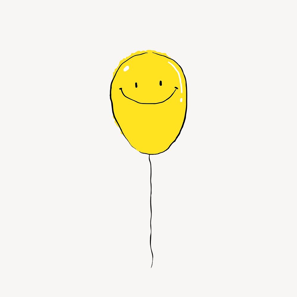 Yellow happy balloon, funky illustration vector