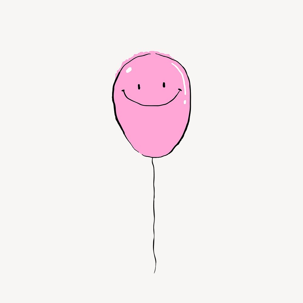 Pink happy balloon, funky illustration vector