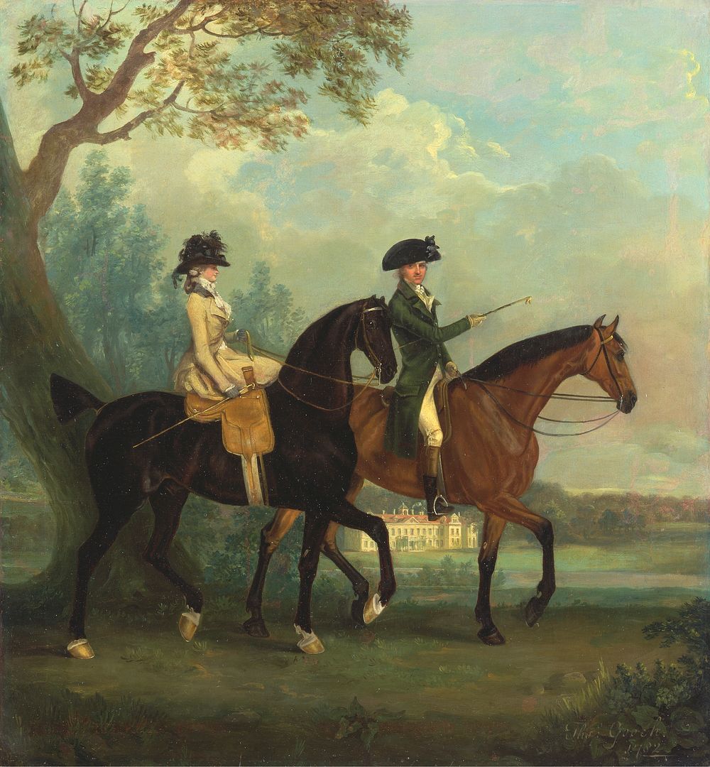 Marcia Pitt and Her Brother George Pitt, Later second Baron Rivers, Riding in the Park at Stratfield Saye House, Hampshire
