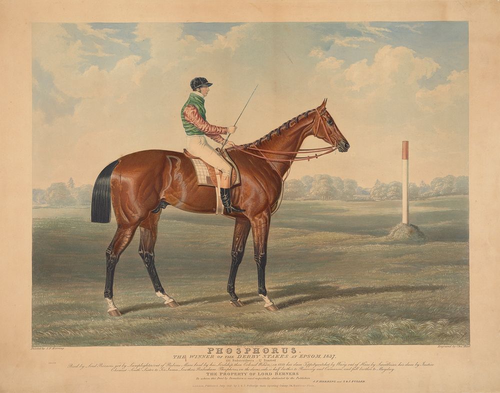 Racing: "Phosophorus", Rode by George Edwards,  Winner of the Derby Stakes at Epsom, 1837
