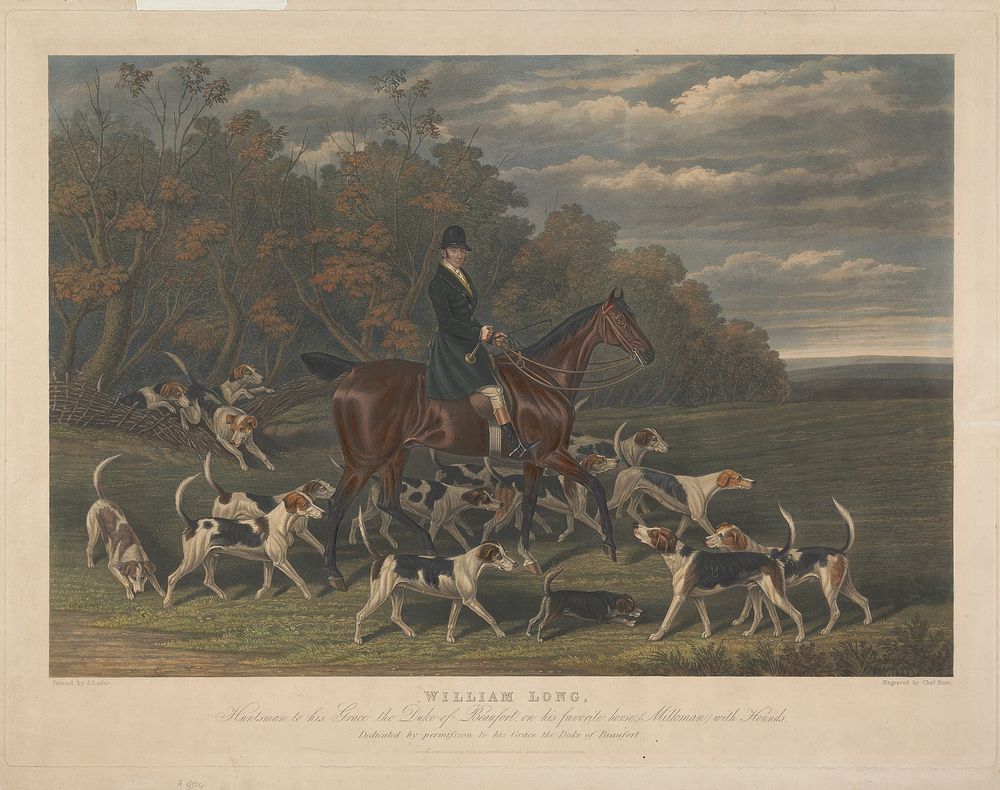 William Long, Huntsmen to his Grace the duke of Beaufort, on his Favorite Horse (Milkman)