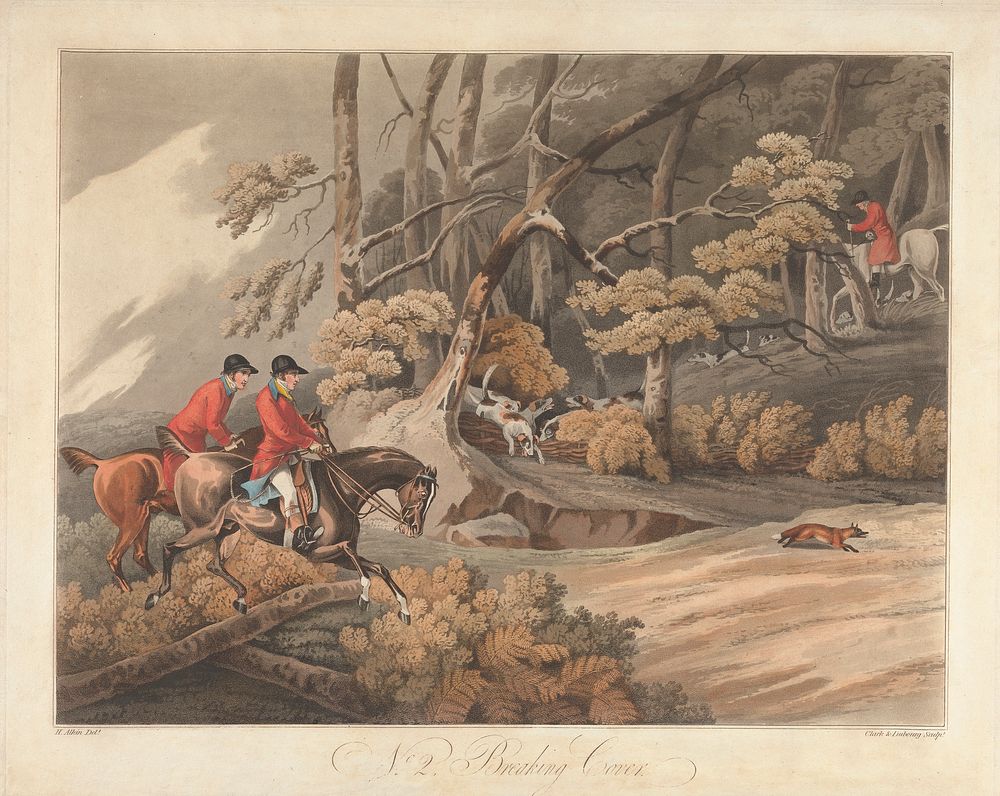 Set of Four - Fox-hunting:  Breaking Cover