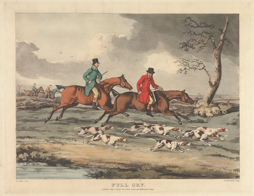 Set of four- Fox-hunting.  Full Cry