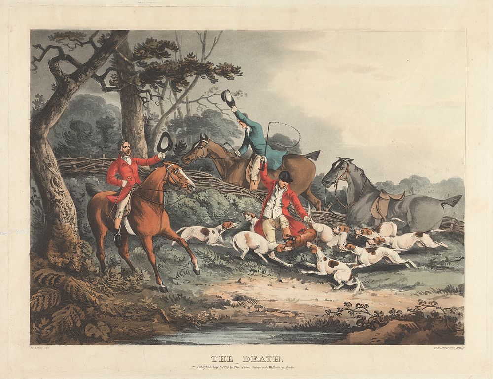 Set of four- Fox-hunting.  The Death