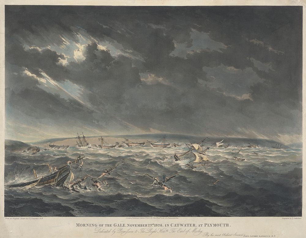 Morning of the Gale, November 23 1824 in Catwater at Plymouth