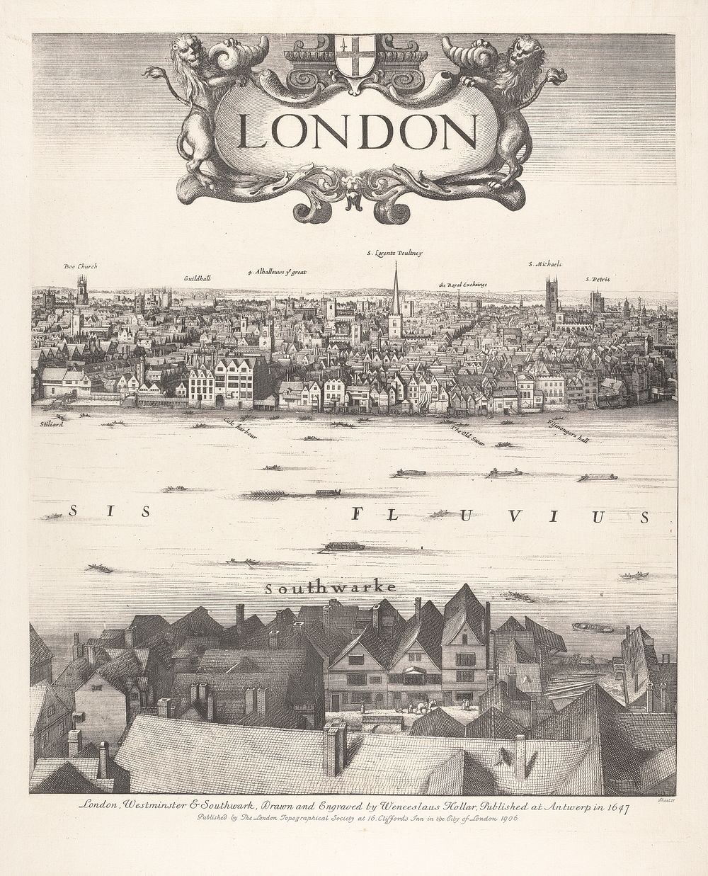 From Hollar's `View of London, 1647'  (Sheet IV)