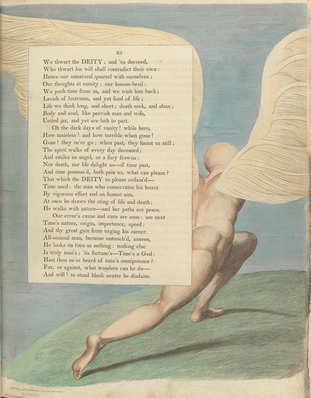 Young's Night Thoughts, Page 25, "Behold him, when past by; what then is seen" by William Blake. Original public domain…