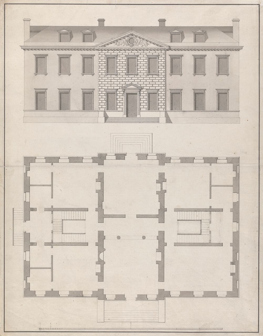 Design for an Unidentified Town House: Elevation and Plan by James Gibbs