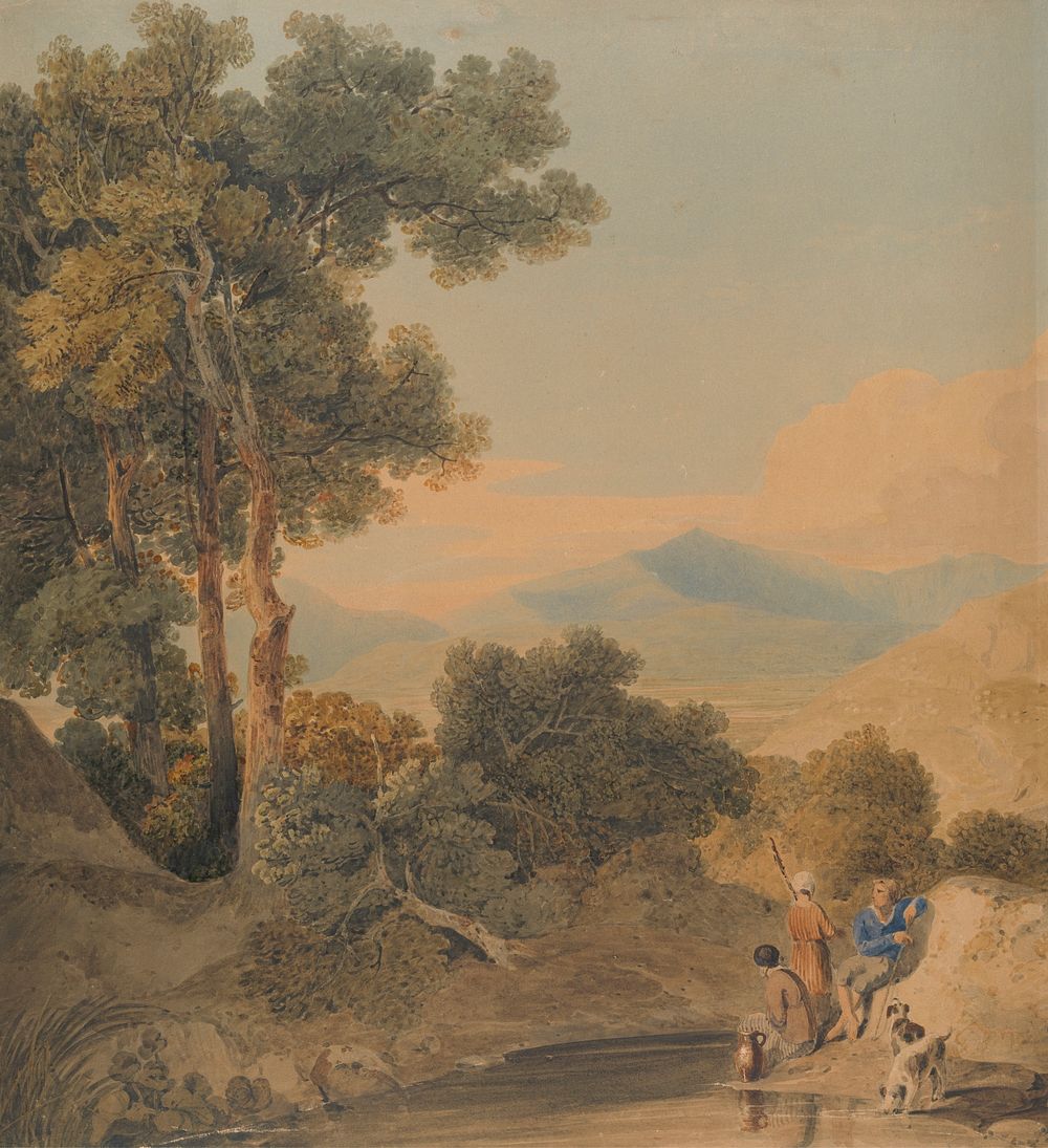 Landscape with figures by William Havell