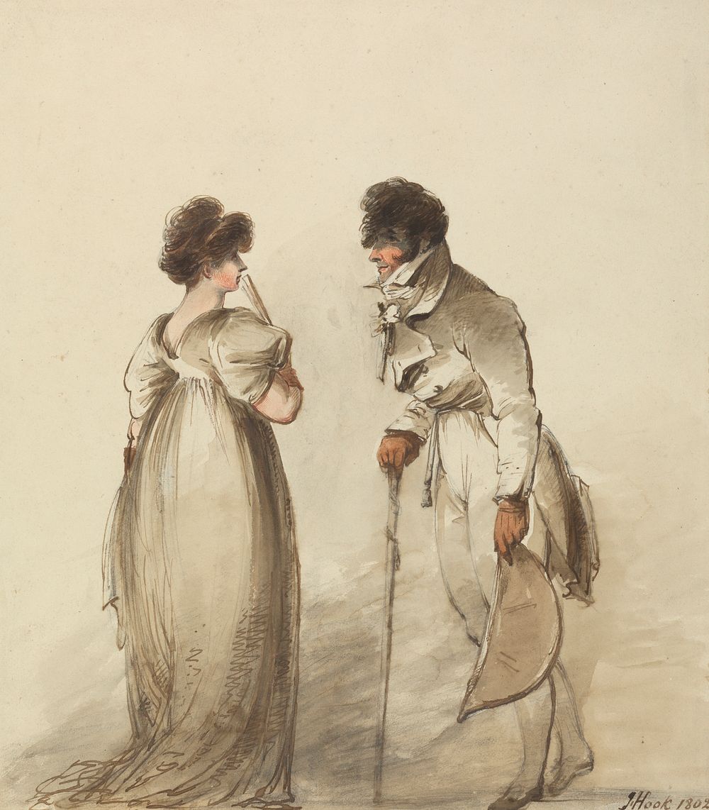 A Regency Pair: Man with Walking Stick by James Hook