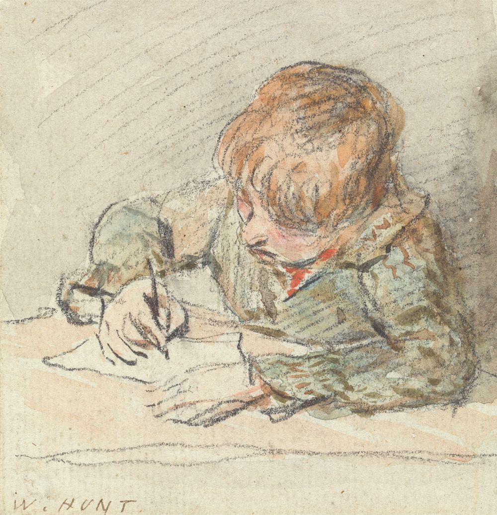A Boy Writing by William Henry Hunt